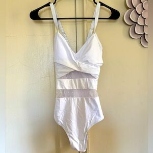 NWT White mesh one-piece bathing suit